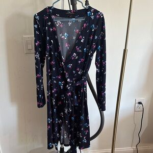 Banana Republic Dark Blue Floral Wrap Dress